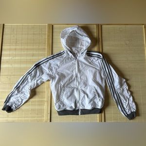 Fabletics Womens White Athletic Full Zip Hooded Windbreaker Jacket 
SIZE:XS